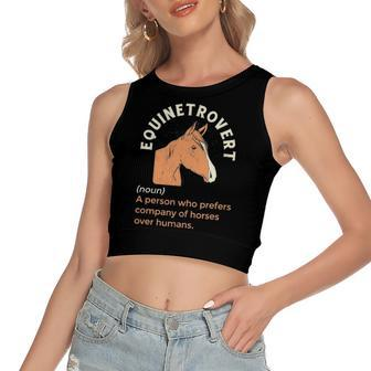 Equinetrovert Definition Equestrian Horse Lover Women's Crop Top Tank Top | Mazezy