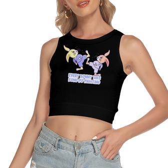 Every Bunny Was Kung Fu Fighting Easter Rabbit Women's Crop Top Tank Top | Mazezy