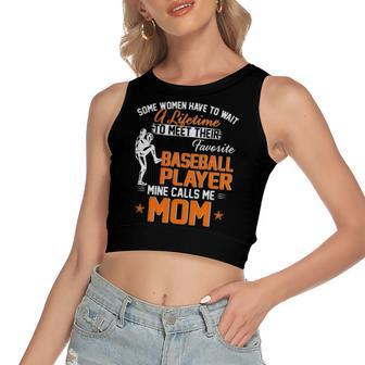 My Favorite Baseball Player Calls Me Mom For Mother Women's Crop Top Tank Top | Mazezy