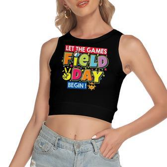 Field Day Let The Games Begin Teachers Field Day 2022 Smile Face Women's Crop Top Tank Top | Mazezy