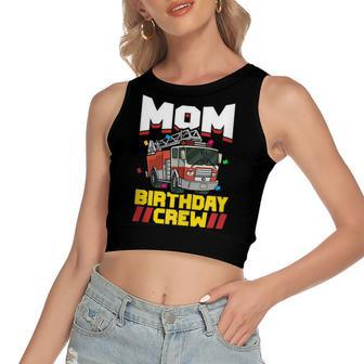 Fire Truck Firefighter Party Mom Birthday Crew Women's Sleeveless Bow Backless Hollow Crop Top - Seseable