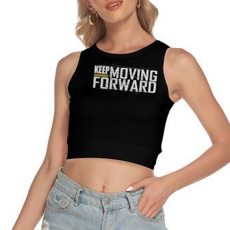 Fitness Gym Keep Moving Forward Art In Front And Back Women's Crop Top Tank Top | Mazezy