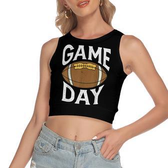 Football Player Vintage Game Day Women's Sleeveless Bow Backless Hollow Crop Top | Favorety DE