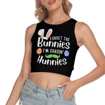 Forget The Bunnies Im Chasing Hunnies Funny Boys Easter Gift Women's Sleeveless Bow Backless Hollow Crop Top | Favorety AU