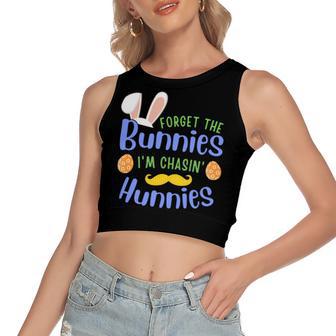 Forget The Bunnies Im Chasing Hunnies Funny Boys Easter Gift Women's Sleeveless Bow Backless Hollow Crop Top | Favorety AU