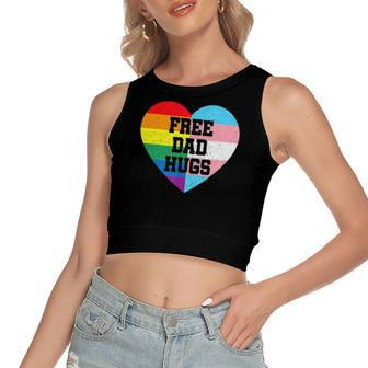 Free Dad Hugs Lgbt Pride Supporter Rainbow Heart For Father Women's Crop Top Tank Top | Mazezy