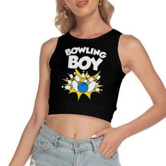 Funny Bowling Gift For Kids Cool Bowler Boys Birthday Party Women's Sleeveless Bow Backless Hollow Crop Top