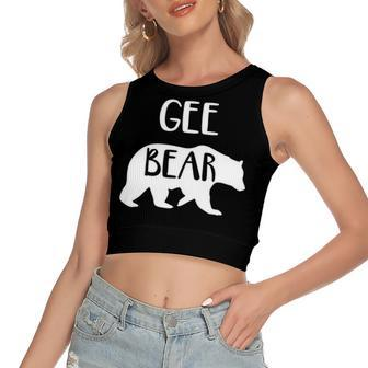 Gee Grandma Gift Gee Bear Women's Sleeveless Bow Backless Hollow Crop Top - Seseable