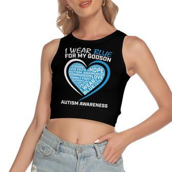 Godparents I Wear Blue For Godson Autism Awareness Women's Crop Top Tank Top | Mazezy