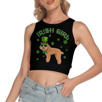 Irish Girl Leprechaun Poodle Dog St Patricks Day Kids Women's Sleeveless Bow Backless Hollow Crop Top | Favorety DE