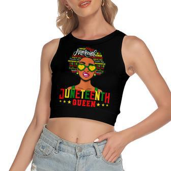 Juneteenth Natural Afro Queen Women's Crop Top Tank Top | Mazezy