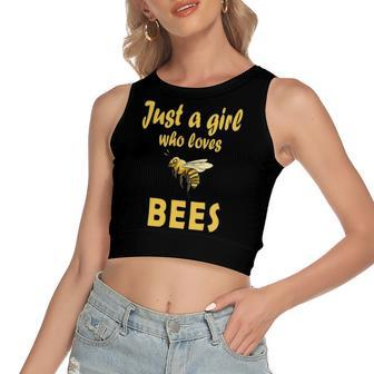 Just A Girl Who Loves Bees Beekeeping Bee Girls Women's Crop Top Tank Top | Mazezy