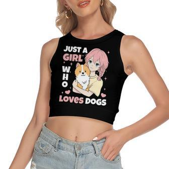 Just A Girl Who Loves Dogs Cute Corgi Lover Outfit & Apparel Women's Crop Top Tank Top | Mazezy UK