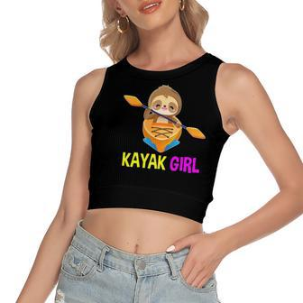 Kayak Girl Sloth Team Paddling Kayaking Women's Crop Top Tank Top | Mazezy