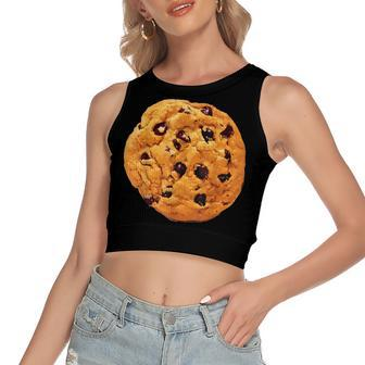 Large Cookie Halloween Funny Costume Women's Sleeveless Bow Backless Hollow Crop Top - Seseable