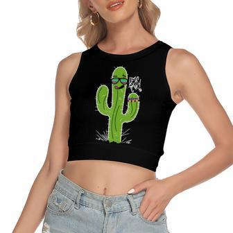 Let’S Rave Cactus Gardening Women's Crop Top Tank Top | Mazezy
