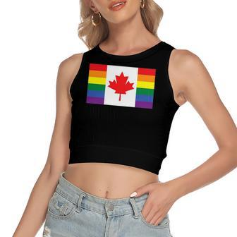 Lgbt Gay Pride Rainbow Canadian Flag Women's Crop Top Tank Top | Mazezy