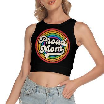 Lgbtq Proud Mom Gay Pride Lgbt Ally Rainbow Mothers Day Women's Sleeveless Bow Backless Hollow Crop Top - Seseable