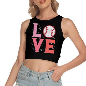 Love Baseball Cute Sports Fan Player Team Women's Crop Top Tank Top | Mazezy