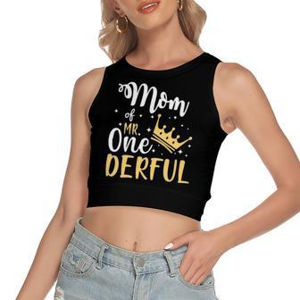 Mom Of Mr Onederful 1St Birthday One-Derful Matching Women's Crop Top Tank Top | Mazezy