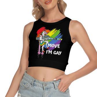 Move Im Gay Rainbow Unicorn Lgbtq Pride Women's Crop Top Tank Top | Mazezy