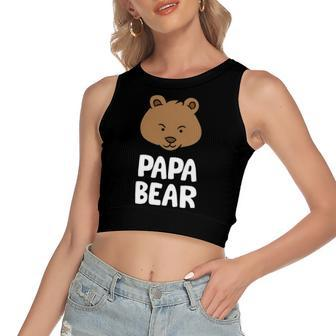 Papa Bear Boys Papa Bear Cute Papa Bear Women's Crop Top Tank Top | Mazezy