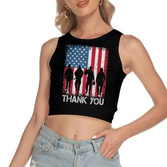 Patriotic American Flag Thank You For Kid Girl Boy Women's Crop Top Tank Top | Mazezy