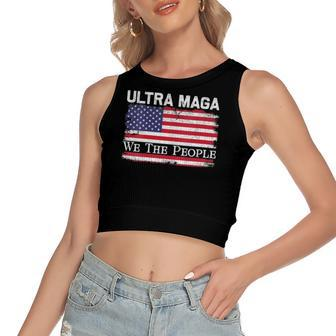 We Are The People And Vintage Usa Flag Ultra Maga Women's Crop Top Tank Top | Mazezy