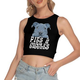 Pitbull Pibble Mom Dad Pits And Giggles Women's Crop Top Tank Top | Mazezy