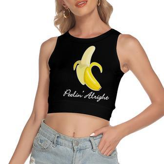 Positive Vibes Banana Peelin Alright Graphic V-Neck Women's Crop Top Tank Top | Mazezy