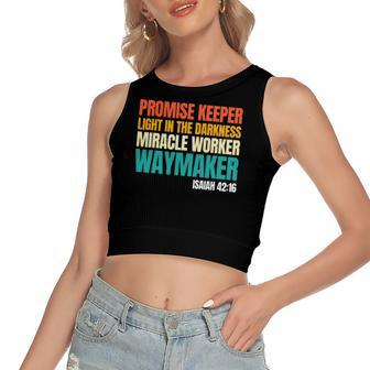 Promise Keeper Miracle Worker Waymaker Christian Faith Women's Crop Top Tank Top | Mazezy