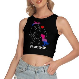 Proud Mom Dinosaurrex Mama Bisexual Pride Women's Crop Top Tank Top | Mazezy