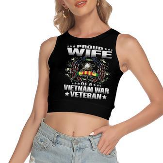 Proud Wife Of A Vietnam War Veteran Military Vets Spouse Women's Crop Top Tank Top | Mazezy