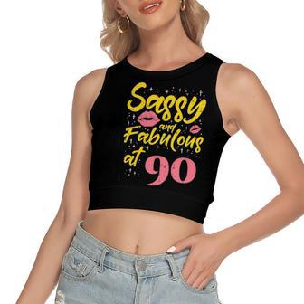 Sassy Fabulous 90 Years Old Happy 90Th Birthday Women's Crop Top Tank Top | Mazezy