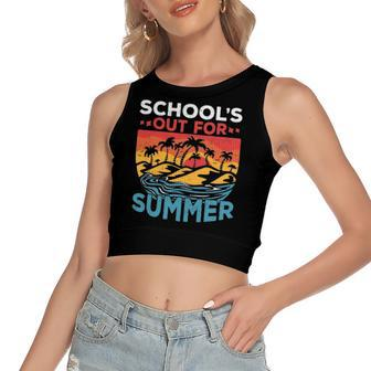 Schools Out For Summer Teacher Cool Retro Vintage Last Day Women's Crop Top Tank Top | Mazezy