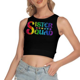 Sister Squad Relatives Birthday Bday Party Women's Sleeveless Bow Backless Hollow Crop Top - Seseable