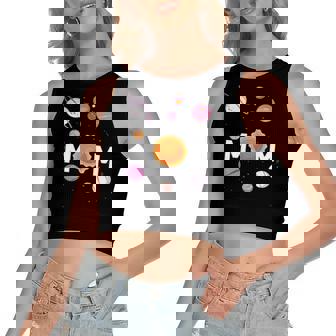 Space Mom For A Space Birthday Party Or Planet Party Women's Crop Top Tank Top | Mazezy