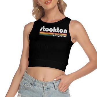 Stockton California Vintage 70S 80S Retro Style Women's Crop Top Tank Top | Mazezy