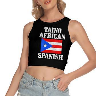 Taino African Spanish Puerto Rico Flag Taina Boricua Boriken Women's Crop Top Tank Top | Mazezy