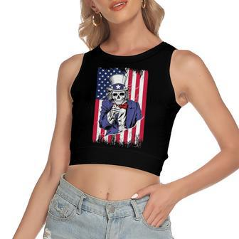 Uncle Sam Skeleton 4Th Of July For Boys And Girls Women's Crop Top Tank Top | Mazezy UK
