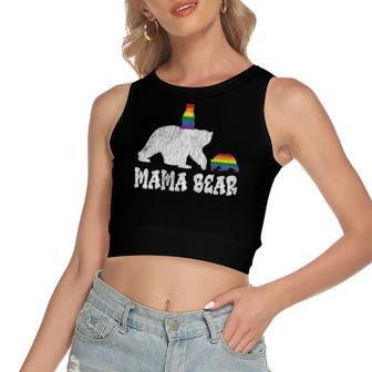 Vintage Mama Bear Pride Mother Teens Mom Lesbian Gay Lgbtq Women's Crop Top Tank Top | Mazezy