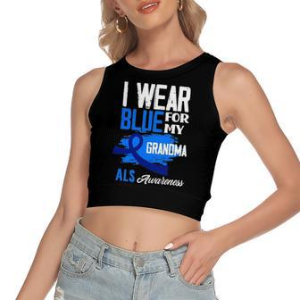 I Wear Blue For My Grandma Support Als Awareness Women's Crop Top Tank Top | Mazezy