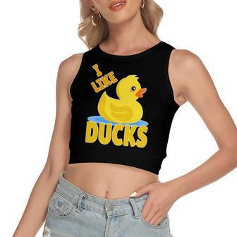 Yellow Rubber Duck Squeaker Duck I Like Ducks Women's Crop Top Tank Top | Mazezy