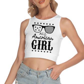 All American Girl 4Th Of July Family Matching Sunglasses Women's Sleeveless Bow Backless Hollow Crop Top | Favorety