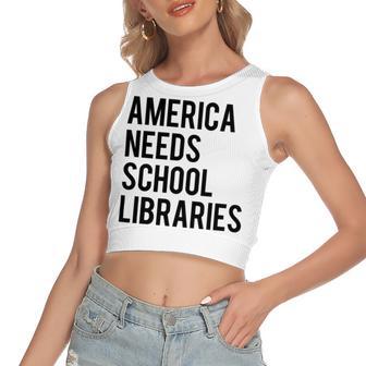 America Needs School Libraries Women's Sleeveless Bow Backless Hollow Crop Top | Favorety UK