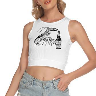 Beer Drinking Lobster Craft Beer Women's Crop Top Tank Top | Mazezy