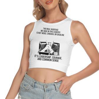 Biden The Real Shortage We Have In This Country Is Not Wood Chicken Women's Crop Top Tank Top | Mazezy