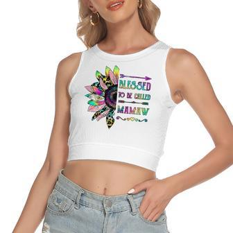 Blessed To Be Called Mamaw Sunflower Women's Crop Top Tank Top | Mazezy