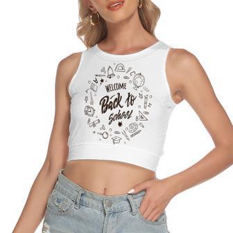 Buy Welcome Back To School Women's Sleeveless Bow Backless Hollow Crop Top | Favorety UK