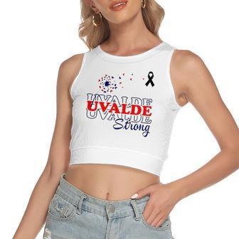 Dandelion Uvalde Strong Texas Strong Pray Protect Not Guns Women's Crop Top Tank Top | Mazezy